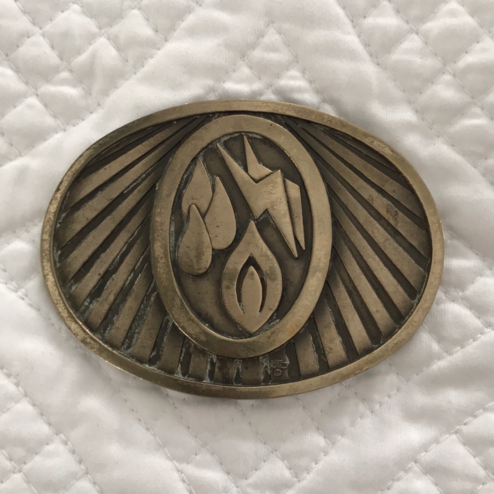 Vintage Power Co brass belt buckle